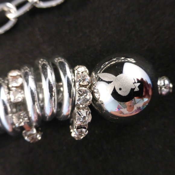 Playboy Y Necklace Bunny Crystal Infinity Rings Y-Drop NWT HTF RARE y2k Licensed - Picture 6 of 9